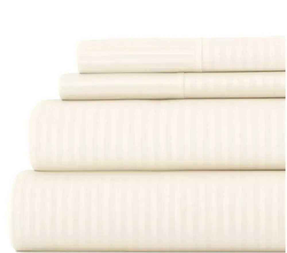 ienjoy Home Expressed In Embossed Striped 4-Pc. Sheet Set, Queen